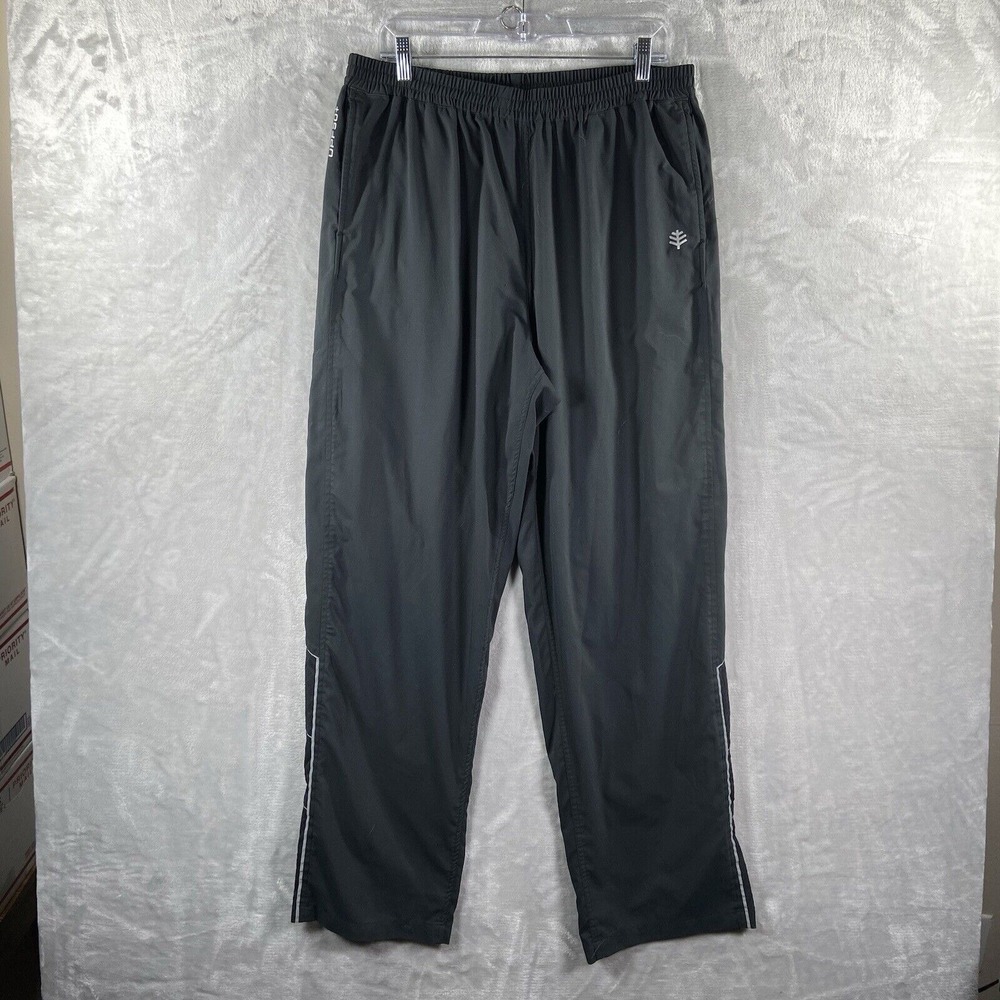 Coolibar Pants mens XL 36x31 Track Athletic Lightweight Black Ankle Zip UPF 50+